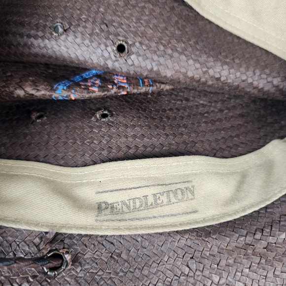PENDLETON Womens Cowboy Hat Medium Brown Straw Made USA Vintage Western - Picture 2 of 9